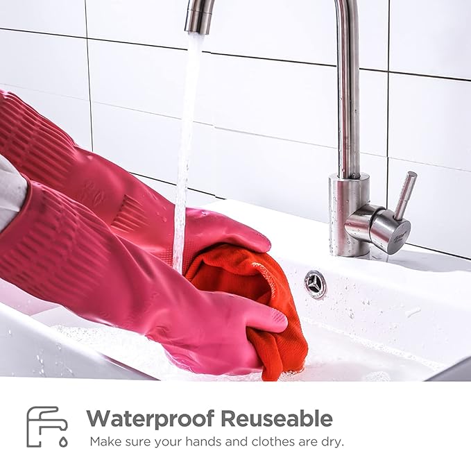 Rubber dishwashing gloves 3 or 6 Pairs for kitchen,Cleaning washing dish gloves long for household reuseable durable.