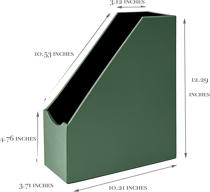 UnionBasic Magazine File Holder, Leatherette Desktop Document Organizer, Home Office Paper Holder File Storage Literature Sorter, Malachite Green