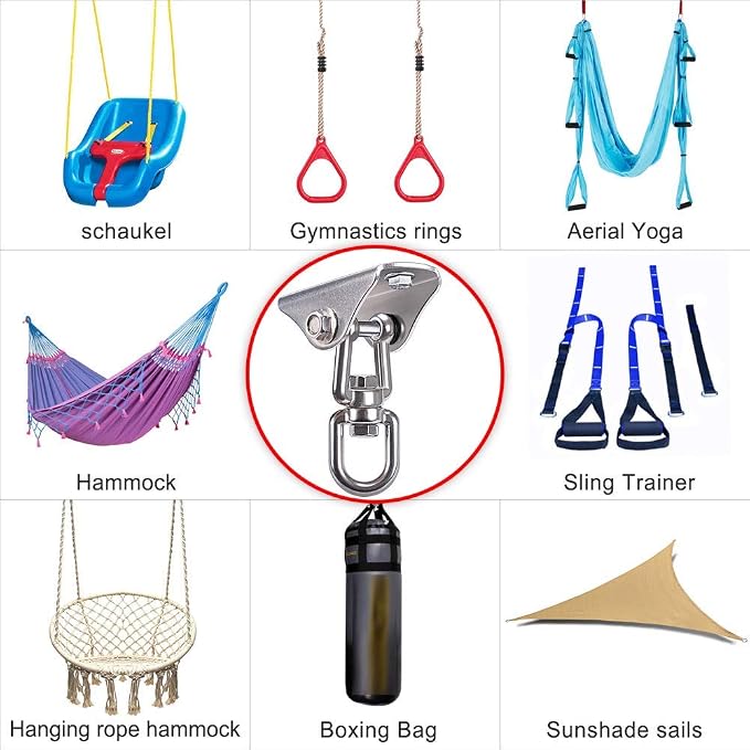SELEWARE Stainless Steel Swing Hanger Heavy Duty Ceiling Swing Mount Free Swivel Swing Hook Swing Hardware Kit for Yoga Swing Hammock Chair Porch Swing Sets Heavy Punching Bag 1000 LB Capacity