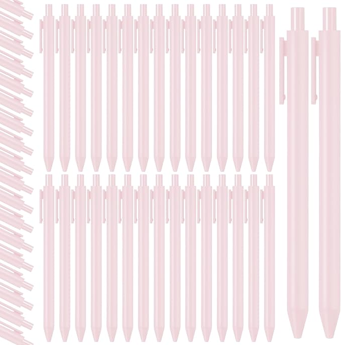 Fulmoon 50 Pcs Ballpoint Pens Bulk Retractable Comfortable Writing Pens Cute Back to School Supplies in Medium Point 1.0 mm for Teacher Student Bridal Shower Baby Shower (Pale Pink)