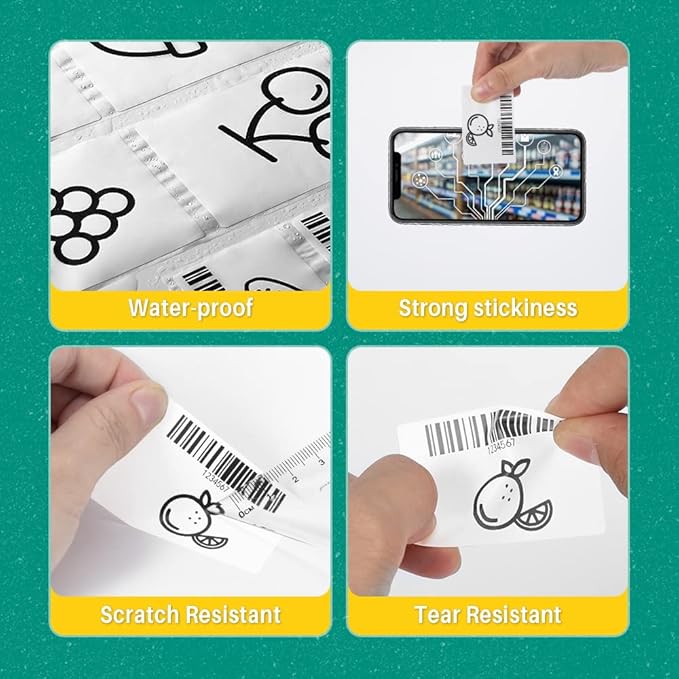 Phomemo 3 Rolls M110/M220/M110/M108/M250/M120/M150/M260/M221/M200 Thermal Label Paper 1.57'' x 2.36'' (40x60mm), Square Self-Adhesive Barcode&Address Label,130 Pcs/Roll, Black on White