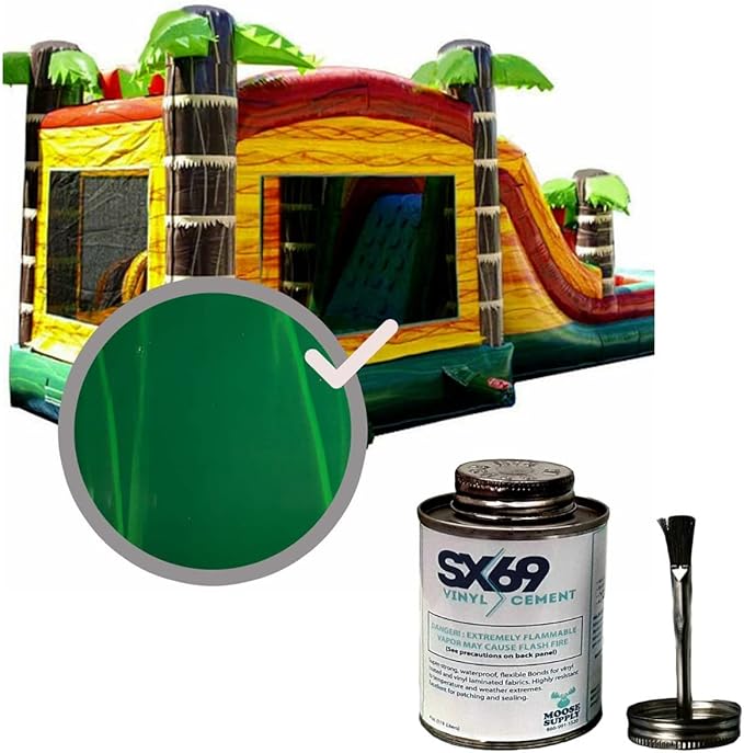 SX-69 Vinyl Repair Kit | Inflatable Bounce House Repair Kit | Includes 4 Ounce Adhesive and Vinyl Roll | for Flexible, Waterproof Repairs of Tears, Punctures, and Holes