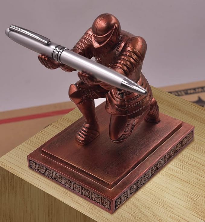 Executive Knight Pen Holder with a Pen Personalized Desk Accessories Decor Home Office Cool Pen Stand Red