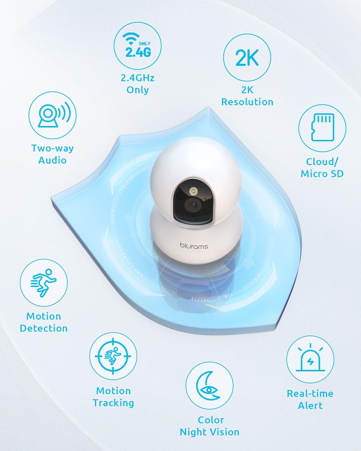 blurams Pet Camera 2K, 360° Dog Camera with Phone App, PTZ Indoor Cameras for Home Security Indoor, 2-Way Audio, Motion Tracking, Color/IR Night Vision, Siren, Cloud&SD(2.4GHz Only)