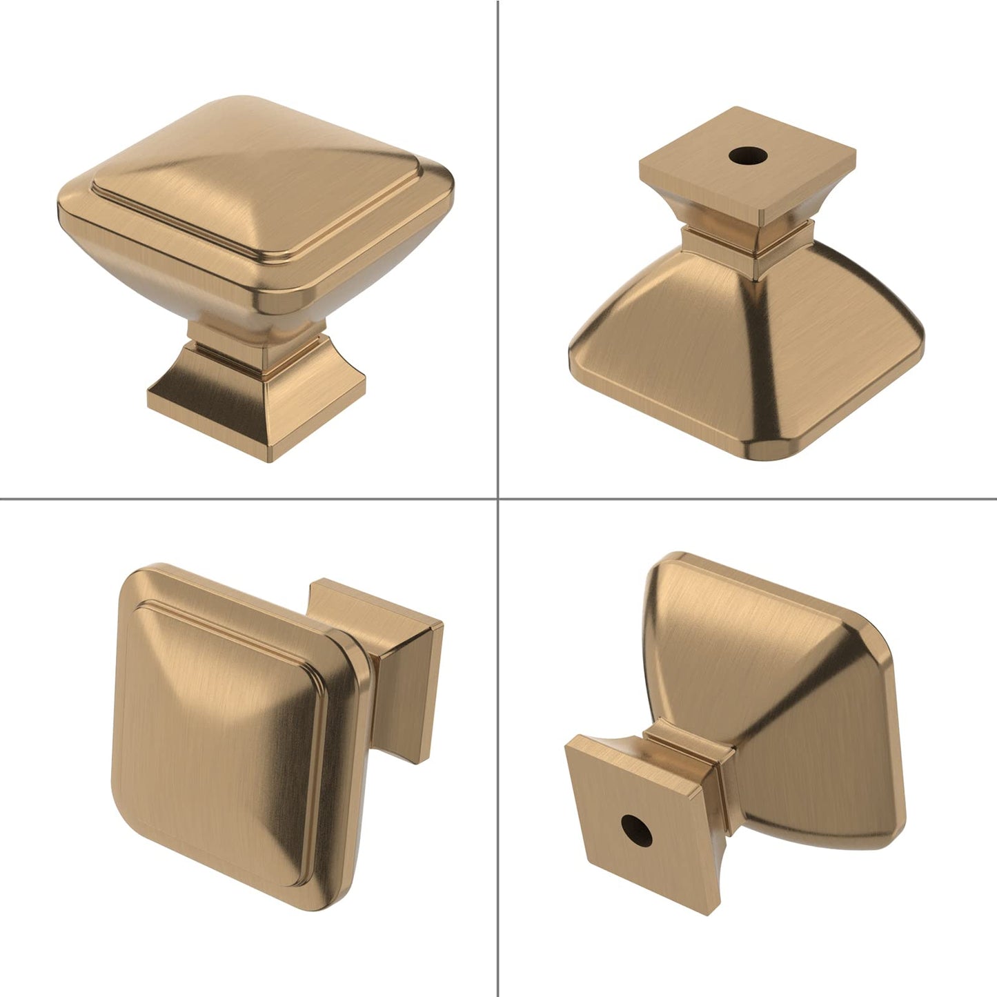 9BUILD 10 Pack 1.2 Inch Champagne Bronze Square Cabinet Knobs - Kitchen Drawer Knobs