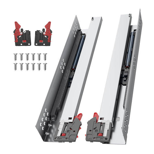 PHWALK 10 Inch Soft Close Undermount (Bottom Mount) Drawer Slides, 1 Pair Heavy Duty Stainless Steel Slides, Full Extension 100lb Capacity for Vanity Cabinets, Home Office Desks (10 Inch)