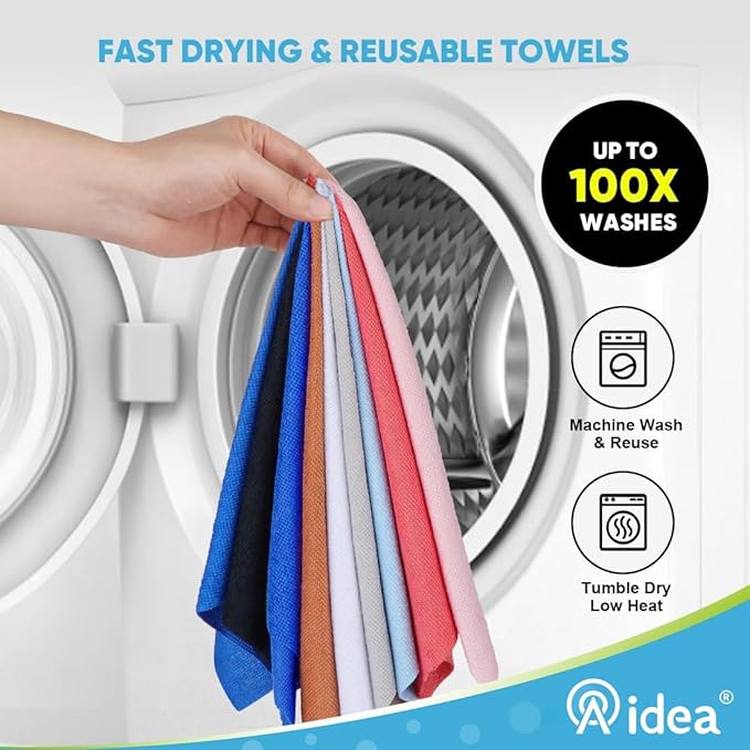 AIDEA Microfiber Cleaning Cloth Roll, 50PK, Reusable Paper Towels Tear Away Cloth, Microfiber Towels Washable Shop Rags, Lint Free Cleaning Rags for House, Kitchen, Window, 11.5"×11.5", Dark Blue