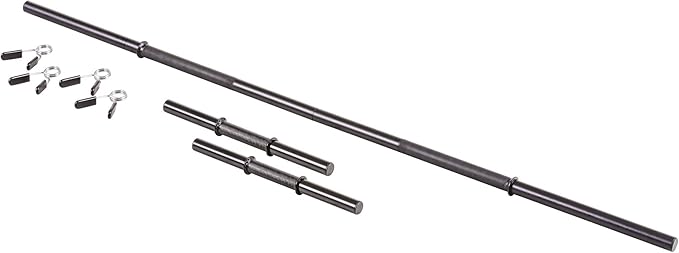US Weight 105 Pound Barbell Weight Set for Home Gym| Adjustable Weight Set with Two Dumbbell Bars and Full 6 Ft Bar, Black