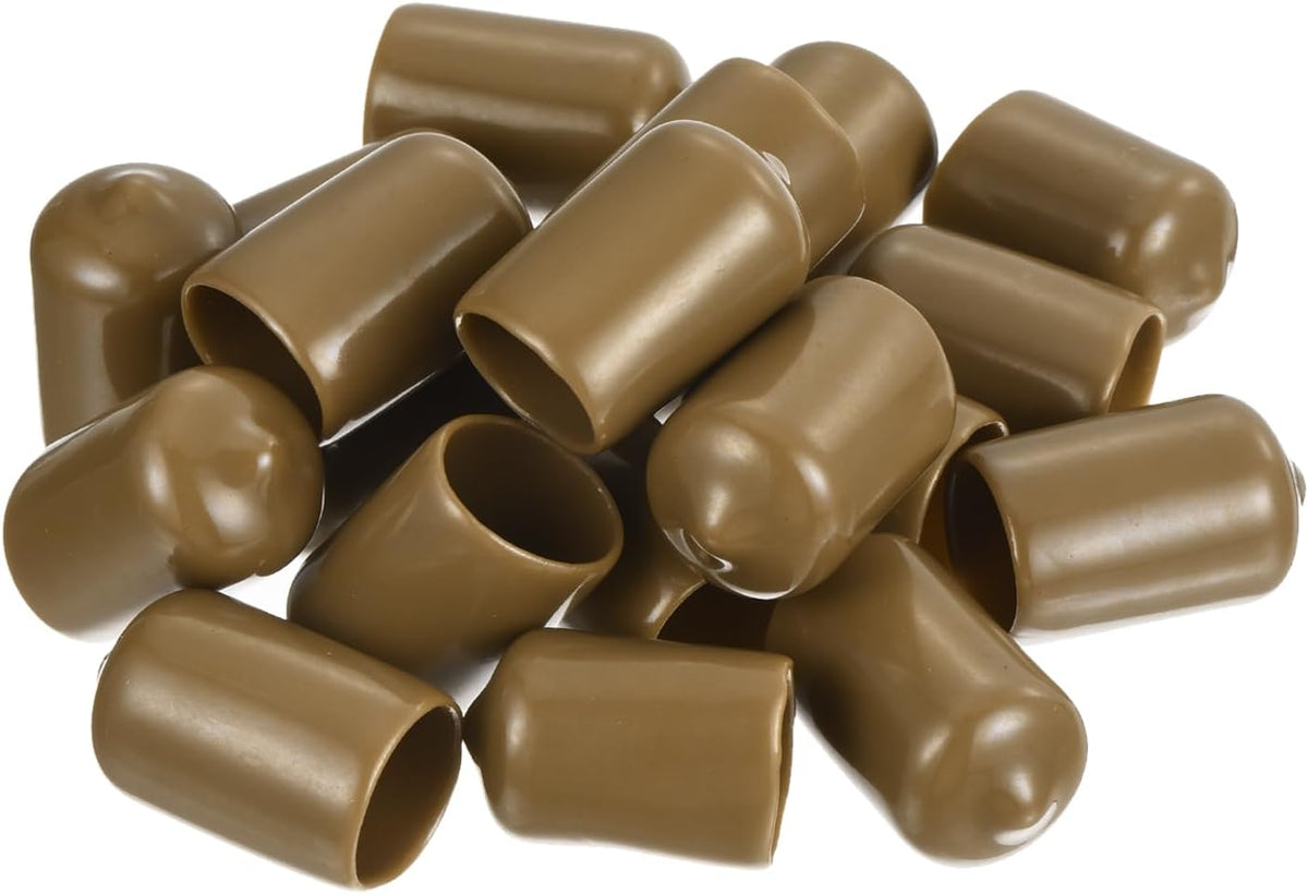 uxcell 20pcs Rubber End Caps 13.5mm ID Vinyl PVC Round Tube Bolt Cap Cover Screw Thread Protectors Light Brown