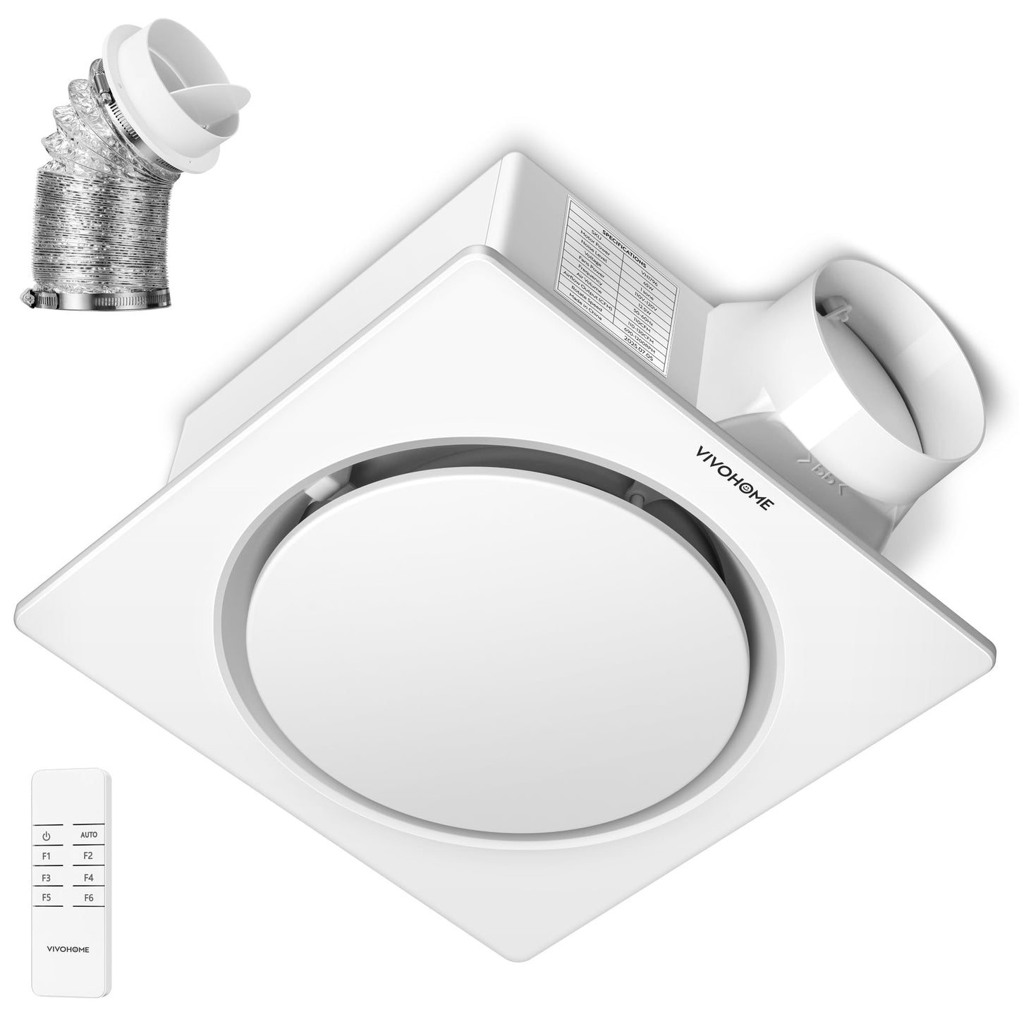 VIVOHOME AutoFlow Bathroom Exhaust Fan with Humidity Sensor (160-110-50CFM) - Energy-Saving EC Motor,10.2-inch Ceiling Retrofit Bath Fan, No Attic Access Needed(Install Kit, 4-in Duct Included)