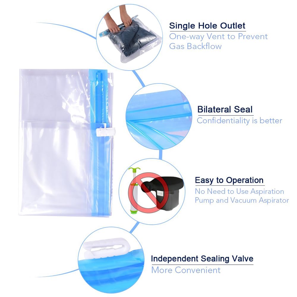 ALMING Compression Bags - Travel Essentials 12 Pack Space Saver No Vacuum or Pump Needed Storage Accessorie and Home Packing Organizers (transparent)