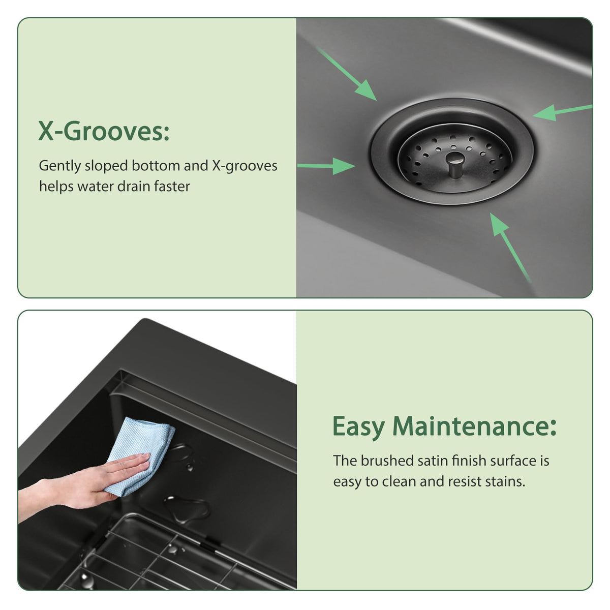 Couoko 33x22 Black Drop In Kitchen Sink Workstation 16 Gauge Stainless Steel Single Bowl Drop Kitchen Sinks Nano PVD Gunmetal Black Handmade Large Deep Topmount Sinks, 33x22x9 Inch