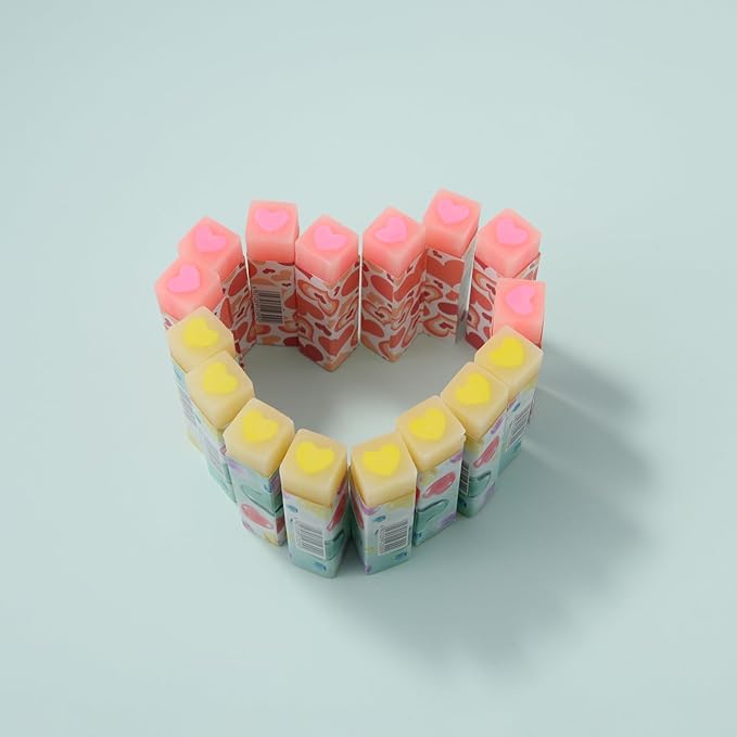 16 Pack Heart Erasers, Kawaii Jelly Erasers for Kids, Red