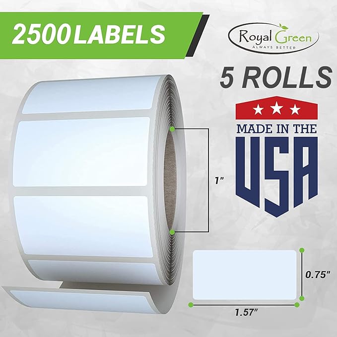 Small Color-Coding Label Roll 40mm x 19mm, 5 Rolls- 2500-Pack, Rectangular Labels Paper Sheets Bulk 1.57in x 0.75 in (Neon Orange) by Royal Green