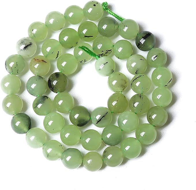 60pcs 6mm Natural Prehnite Jade Stone Round Loose Spacer Beads for DIY Jewelry Making Necklaces Bracelets Healing Energy Beads (6mm, Prehnite Jade)