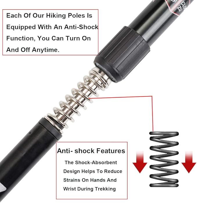 Aihoye Hiking Trekking Poles, 2 Pack Collapsible, Lightweight, Anti Shock, Walking Sticks, Adjustable Hiking Pole for Men and Women