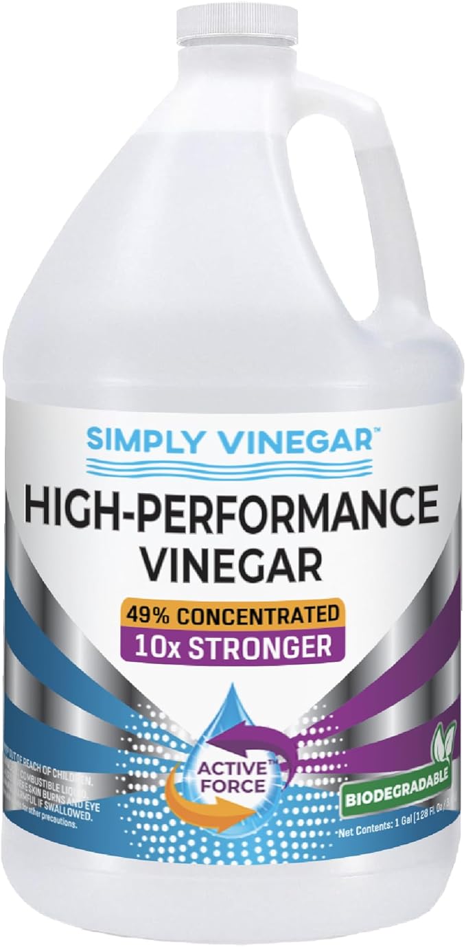 Industrial Strength 49% Vinegar – High-Performance Concentrated Cleaner for Home, Garden, Driveways & More – Biodegradable & Bleach-Free (Not for Food Use) - 1 Gallon (128 oz)