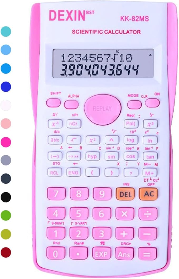 Scientific Calculators Desktop, Scientific Calculators for Students, Scientific Calculator 240 Functions 2 Line 10+2 Digits, Desk Math Calculator for School (Pink and White)