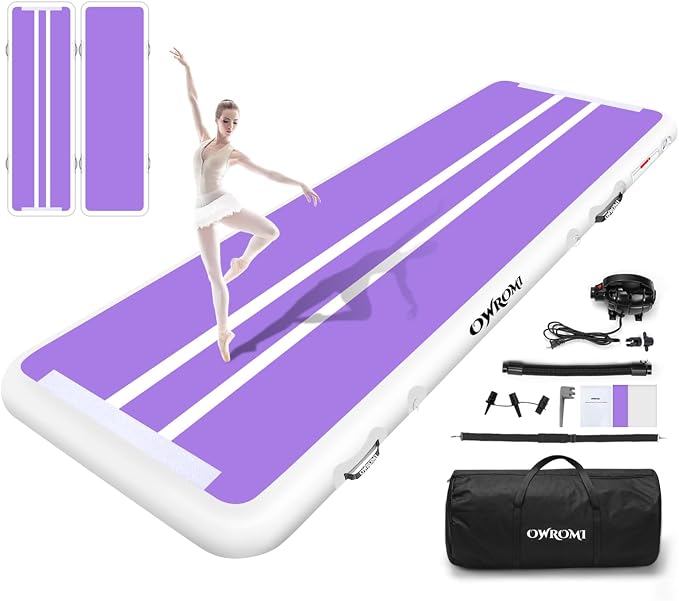 Inflatable Air Gymnastics Mats for Tumbling, 10ft/13ft/16ft/20ft Tumble Track Tumbling Mats for Kids, 4/8 Inches Thick Training Mat with Electric Pump Gymnastics Equipment for Kids Mat