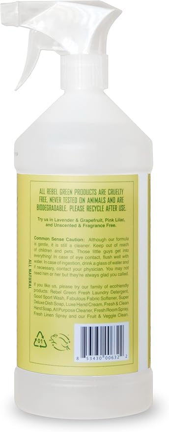 Rebel Green Sparkling Glass Cleaner (Peppermint & Lemon, 80 Fl Oz (Pack of 2))