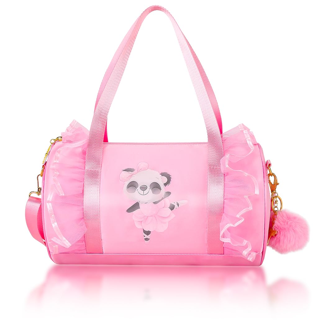 Moonmo Cute Ballet Dance Bag,Tutu Dress Bag, Waterproof Lightweight Dancing Animals Pink Dance Bag for Girls(Pink Panda)