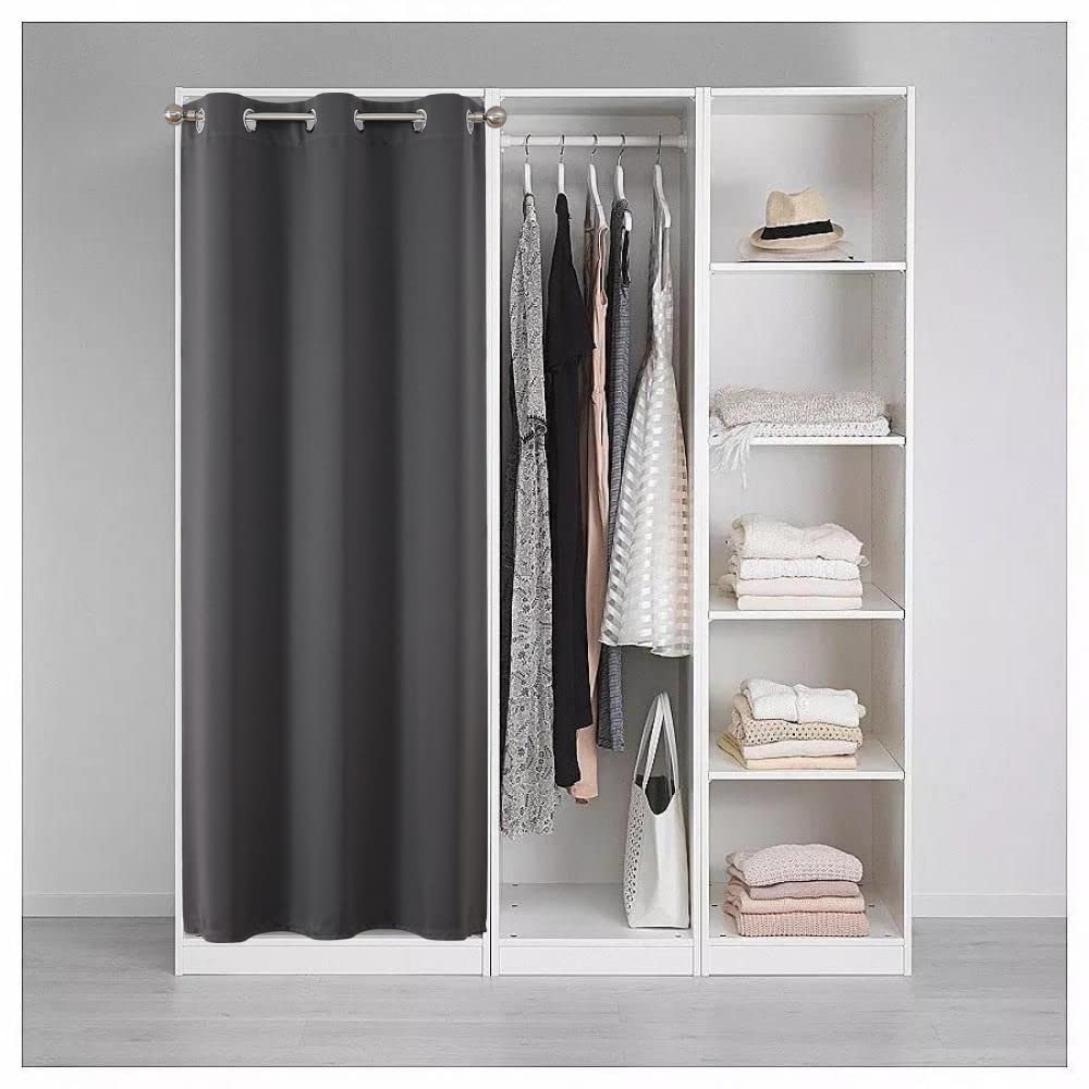 Joydeco Door Curtain for Closet Doors 78 Inches Long 1 Panel, Blackout Doorway Curtain for Open Closet Bedroom, Room Divider for Privacy (Grey, 40Wx78L)