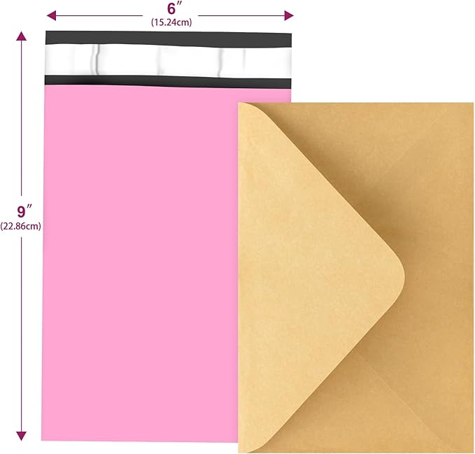 120PC Poly Mailers 6x9 Inch Pink Mailing Envelopes Bags Shipping Bags with Self Adhesive Waterproof and Tear-Proof Postal Bags