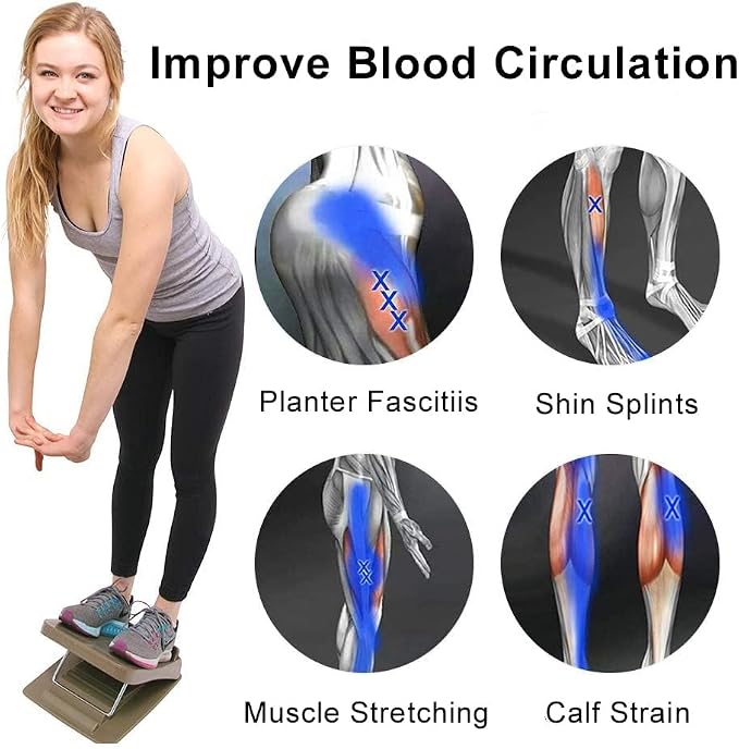 StrongTek Portable Slant Board & Foot Stretcher Set – Adjustable Calf Stretch Board + Plantar Fasciitis Relief Block