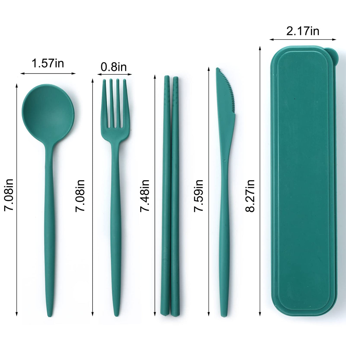 12 Sets Reusable Travel Utensils Set with Case (Knife, Fork, Spoon, Chopsticks), Wheat Straw Portable Plastic Camping Cutlery, Lunch Tableware for Kids Adults Daily Use, Gifts for Office Christmas