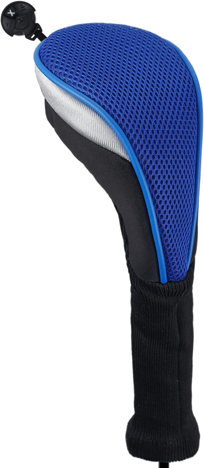 Andux 4pcs Long Neck Golf Hybrid Club Head Covers Dial No. Tag CTMT-02 | Mesh Breathable material | all the Same Size | Coloured Piping | Pull-On Closure