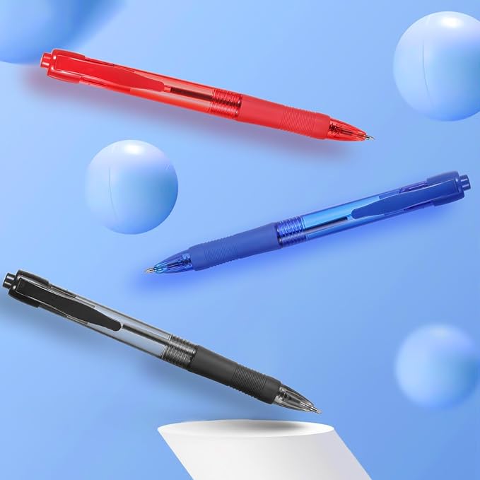 deegtran Pens Bulk, 50 Pack No Bleed Blue Ink Click Pens with Soft Grip, Wholesale Retractable Ballpoint Pens for Office School, Medium Point Smooth 1.0MM