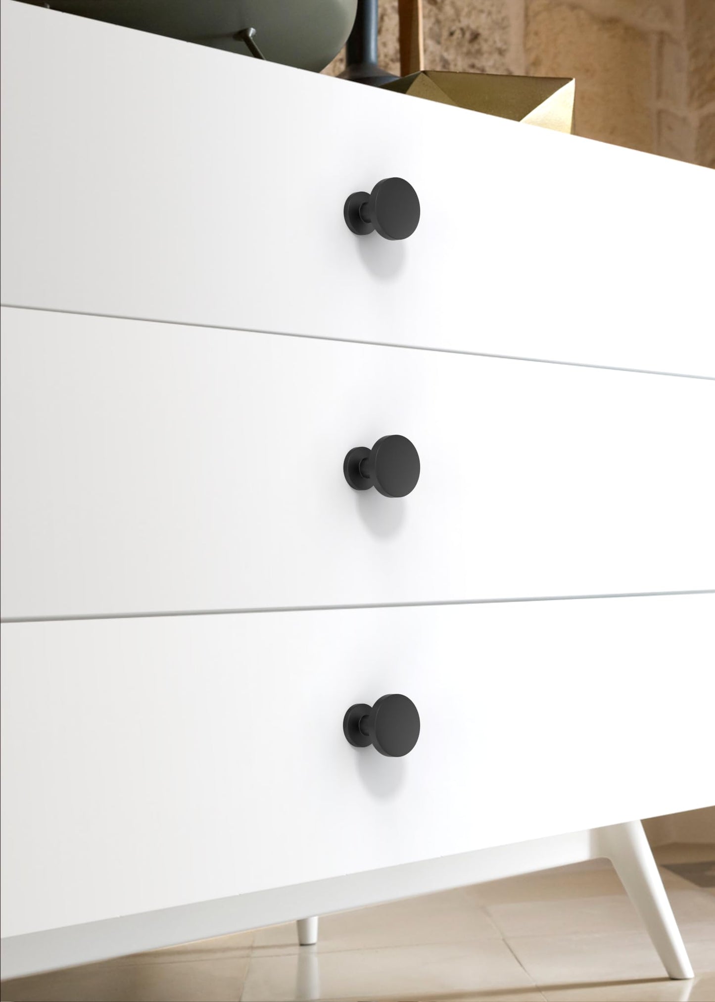Asimerdeco 10 Pack Matte Black Cabinet Knobs 1-1/5 Inch(30mm) Single Hole Cabinet Pulls Round Kitchen Cabinet Knobs Drawer Knobs