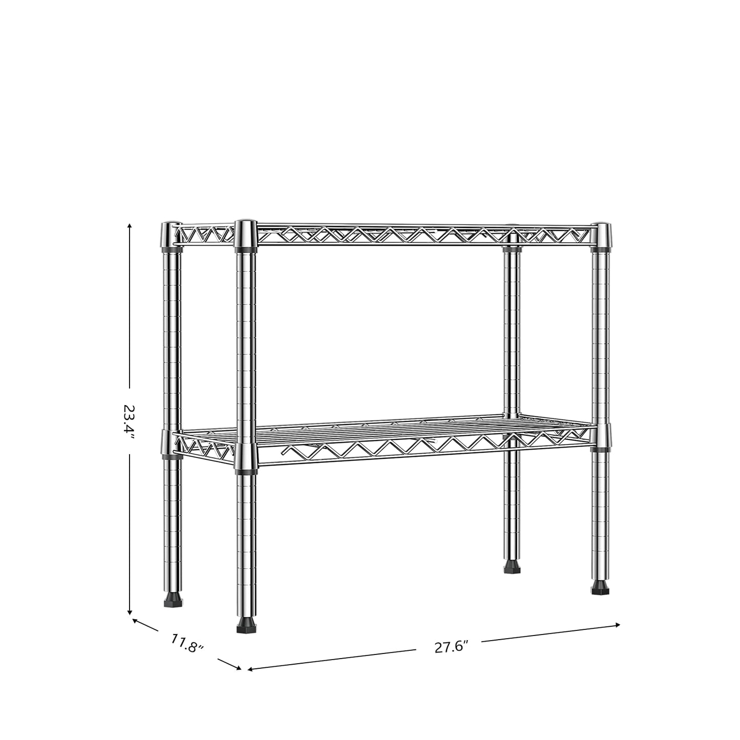 MZG 220 lbs 2 Tier Storage Rack Metal Wire Shelving Unit, Storage Standing Household Shelf Organizer for Laundry Bathroom Kitchen Pantry Closet Garage Utility Room, Chrome 11.8" D x 27.6" W x 23.4" H