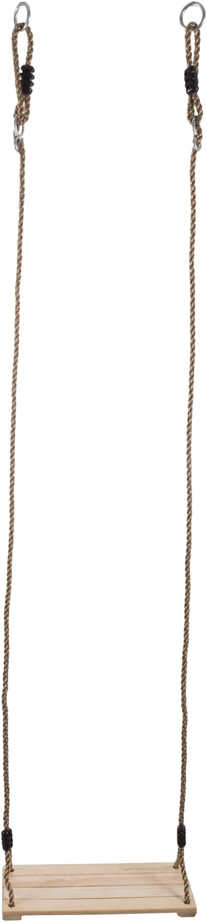Hey! Play! Wooden Swing, Outdoor Flat Bench Seat with Adjustable Nylon Hanging Rope for Kids Playset Frame or Tree, Backyard Swinging Toy, Brown, 80-SA-062