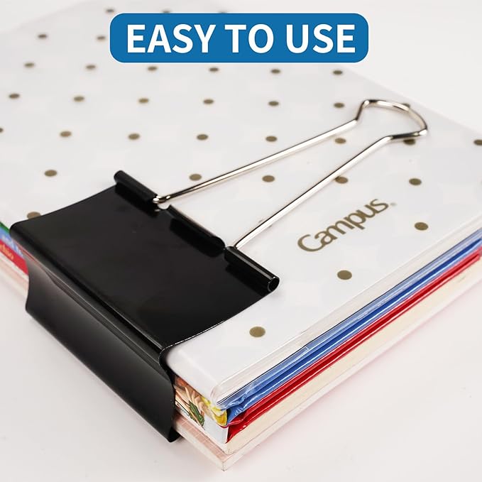 Jumbo Binder Clips 3 Inch - Extra Large Binder Clips 10 Pack, Heavy Duty Office Binder Clips for Paper, Documents, School & Office Supplies (10, 3 inch)
