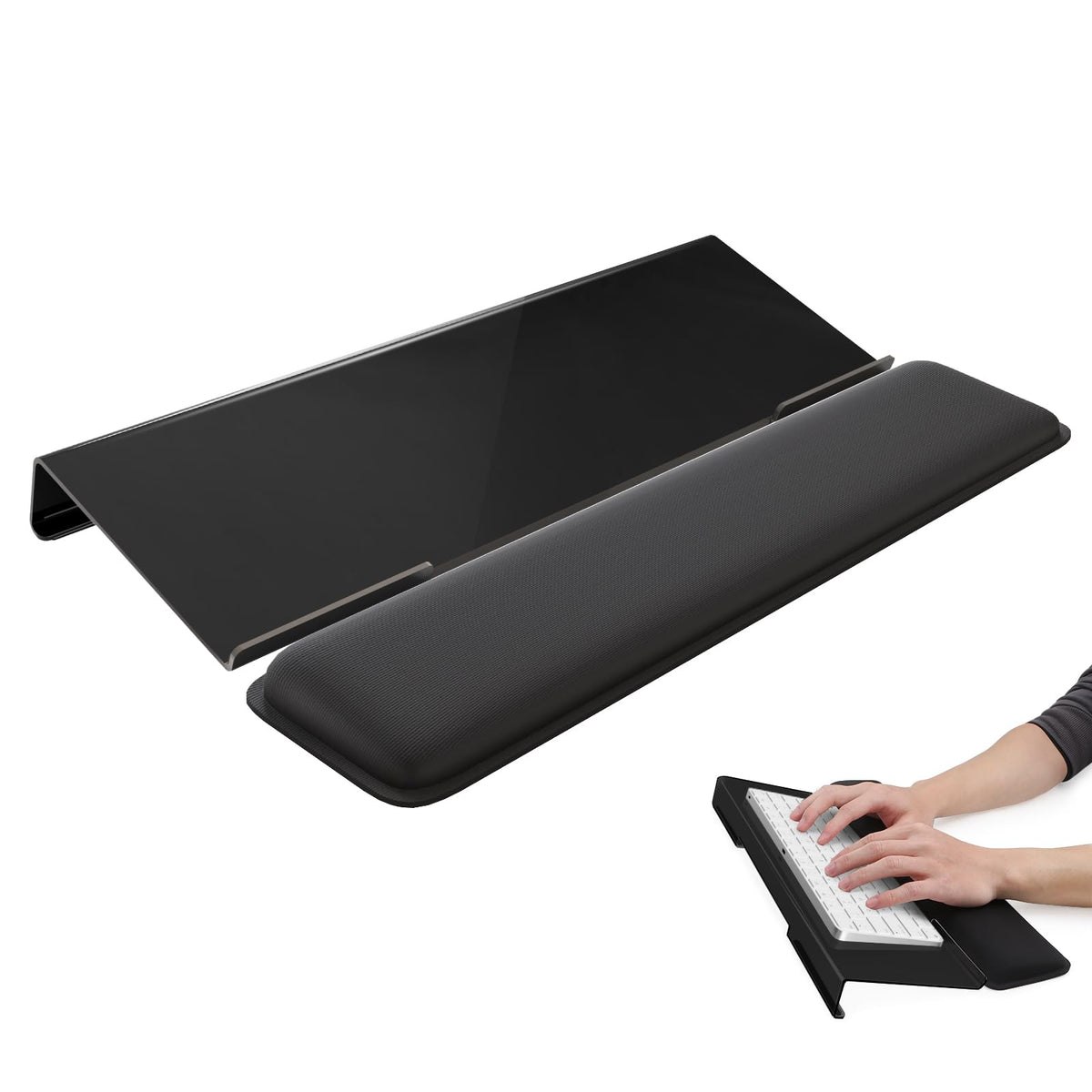Laborio Computer Keyboard Wrist Rest Stand for Desktop, Keyboard Holder for Easy Typing with Wrist Pad for Office Desk, Home, School (Black)