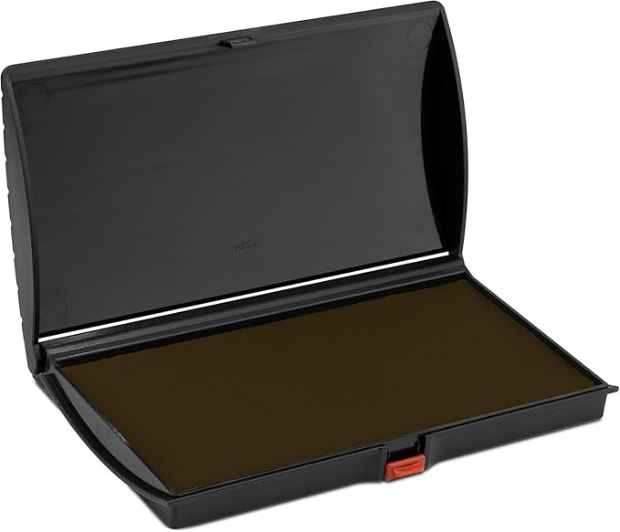 Large Premium Brown Ink Stamp Pad - 3" by 6" - Quality Felt Pad - Case with Closing snap