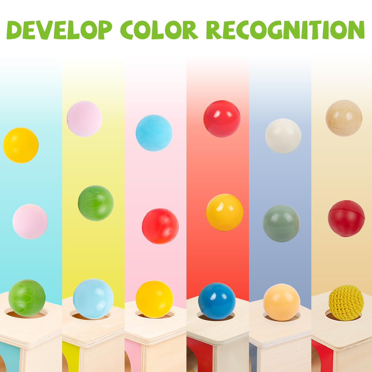 Adena Montessori Object Permanence Box with Tray Three Balls Montessori Toys for 6-12 Months Baby 1 Year Old Infant Toddler (Small Box - Typical)