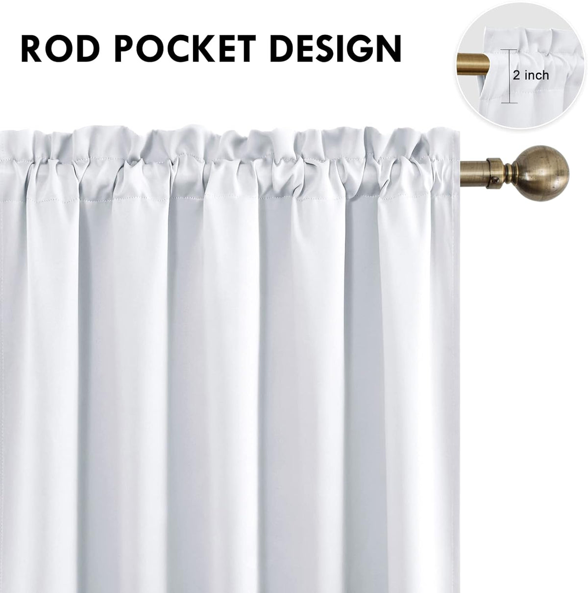 DWCN Blackout Curtains for Bedroom – Rod Pocket Thermal Insulated Noise Reducing Noise Reducing Drapes for Living Room, W 60 x L 63 Inch, 2 Panels, Greyish White