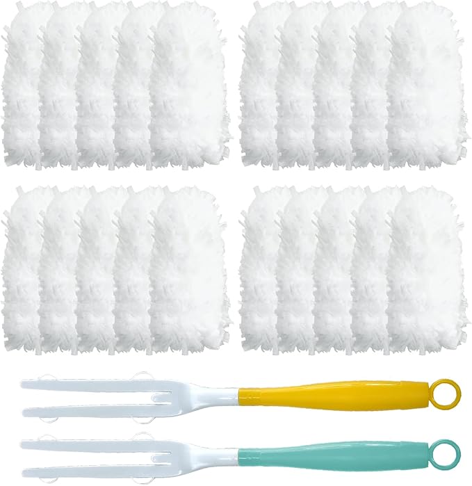 Car Interior Duster - Ultimate Cleaning Tool for Cars, House, and Office - Compact Mini Design for Effortless Dust Removal Double-Sided Design 2handle +20 Duster Refills.