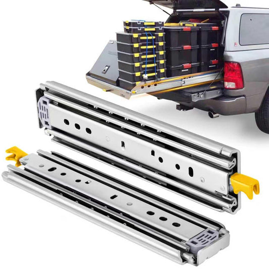 VAGUDE with Lock Heavy Duty Drawer Slides 12 14 16 18 20 22 24 26 28 30 32 34 36 40 44 48 52 56 60 Inch 500 Lbs Side Mount Full Extension Ball Bearing Rails Rail Tool Box Runner-W:76mm, 12 Inch