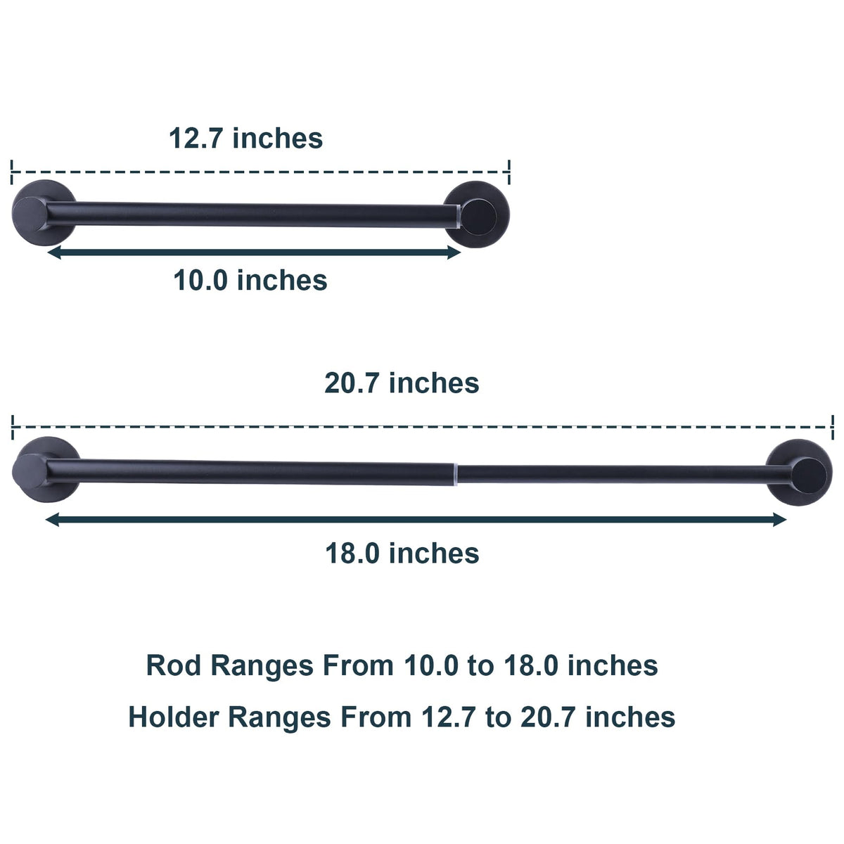 10-18 inches Adjustable Magnetic Towel Bar for Refrigerator, Magnetic Rod for Chart Whiteboard, Magnet Towel Holder Towel Hook Hanger for Kitchen Dishwasher, Laundry Washer, Black, Pack of 1
