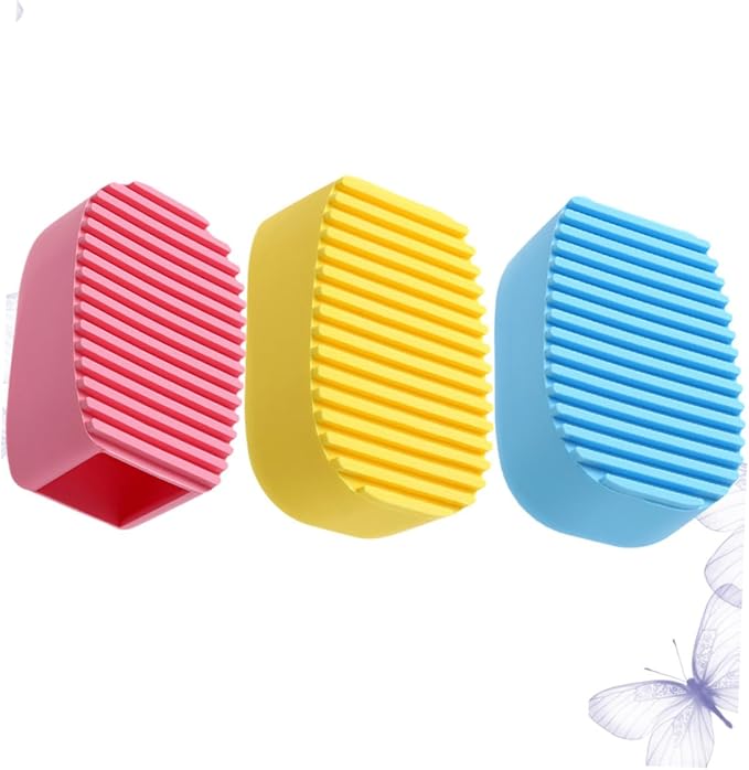 3pcs Mini Handheld Washboard Candy Silicone Laundry Brush for Stains and Spots Cleaning for Cuffs Collars Socks and More Yellow