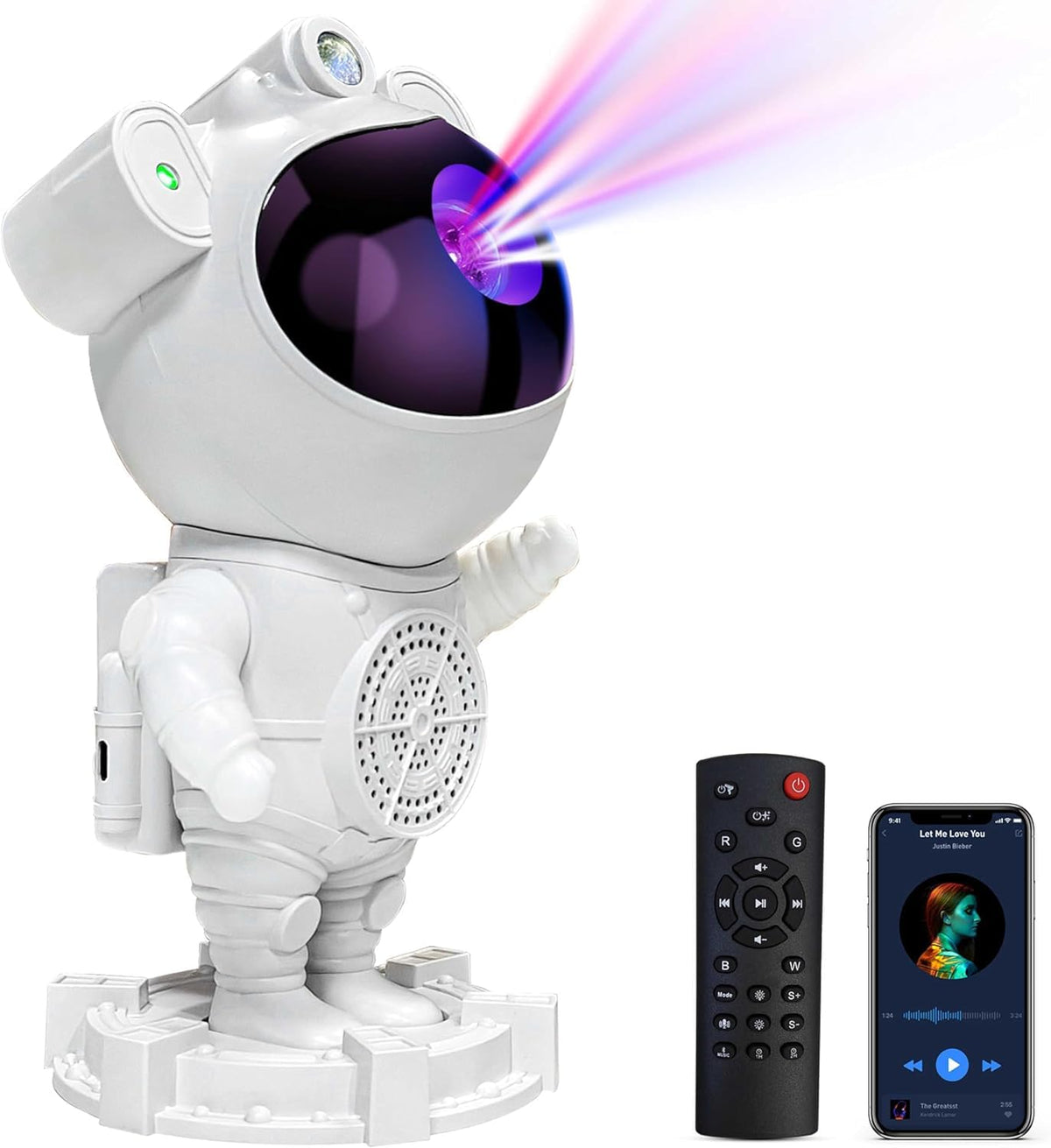 Astronaut Galaxy Projector-Star Projector,Bluetooth Speaker,White Noise, Star and Moon Galaxy Lights for Bedroom with Timer and Remote, Nebula Night Light 360° Adjustable, Starry Space Ceiling Lamp