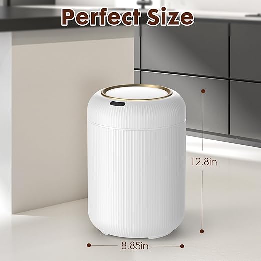 Procade Motion Sensor Trash Can with Lid, 3 Gallon Electric Bathroom Garbage can, Small White Wastebasket Touchless Trash Bin,Automatic Mini Trashcan for Bedroom,Toilet, Office, rv, Living Room