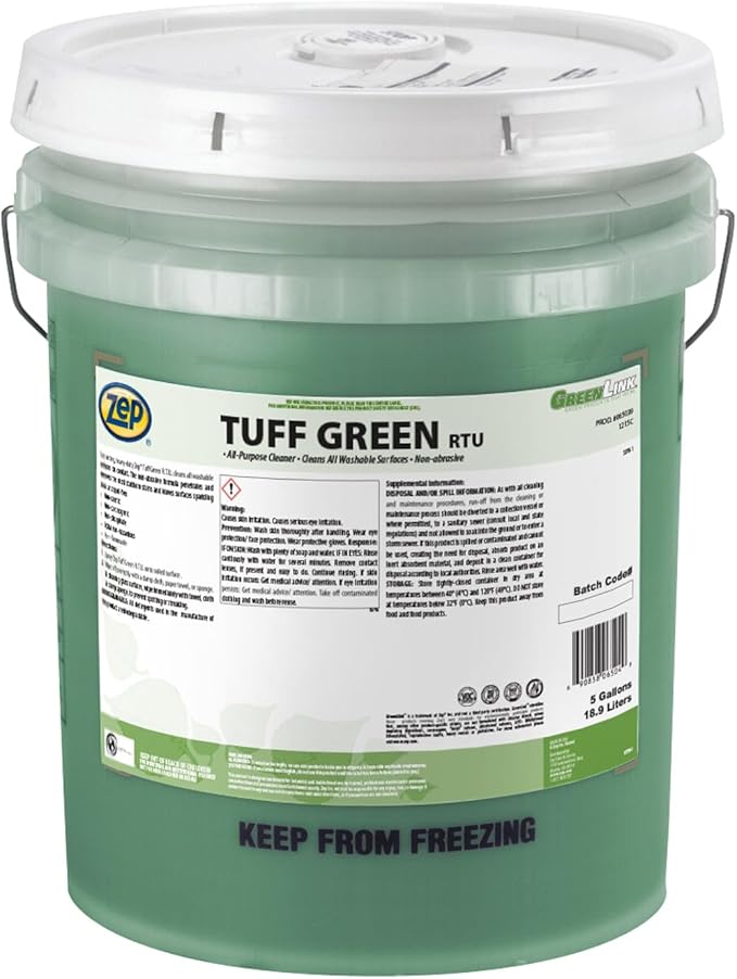Zep Tuff Green RTU All-Purpose Cleaner - 5 Gallon (Each) 65039 - Quickly Cuts Through Grease, Dirt, Grime and Heavy Soil to Allow Them to be Easily Wipe Away