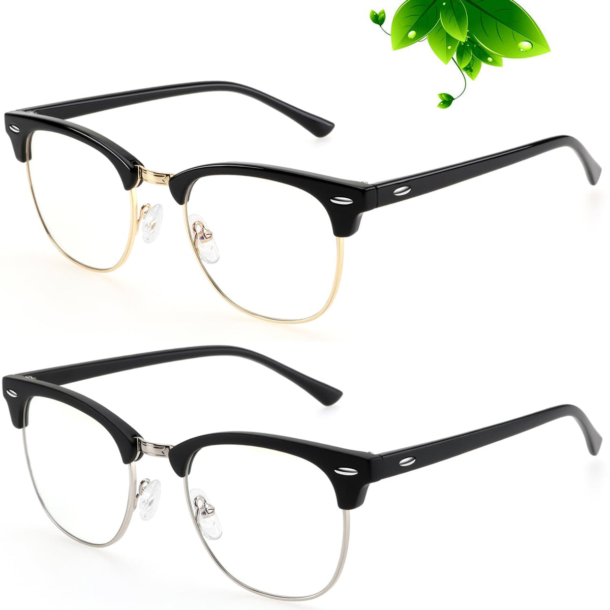 ANYLUV Blue Light Glasses Men Anti Eyestrain Lightweight Computer Gaming Blue Light Blocking Glasses for Women (2 Pack)