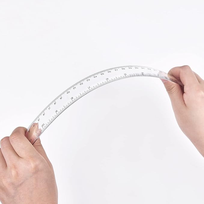 Clear Plastic 12 Inch Straight Ruler, Shatterproof With Inches and Centimeters for School Classroom, Home, or Office (2pcs)
