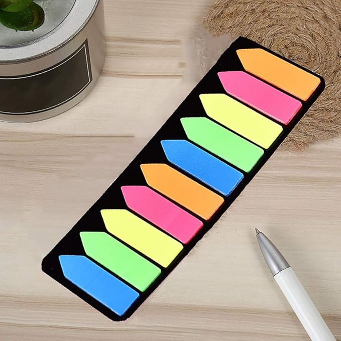 3000 Pieces Neon Page Markers Sticky Index Tabs, Colored Index Tab Flags, Fluorescen Sticker Tabs Note for Books, 12 Sets 2 Designs