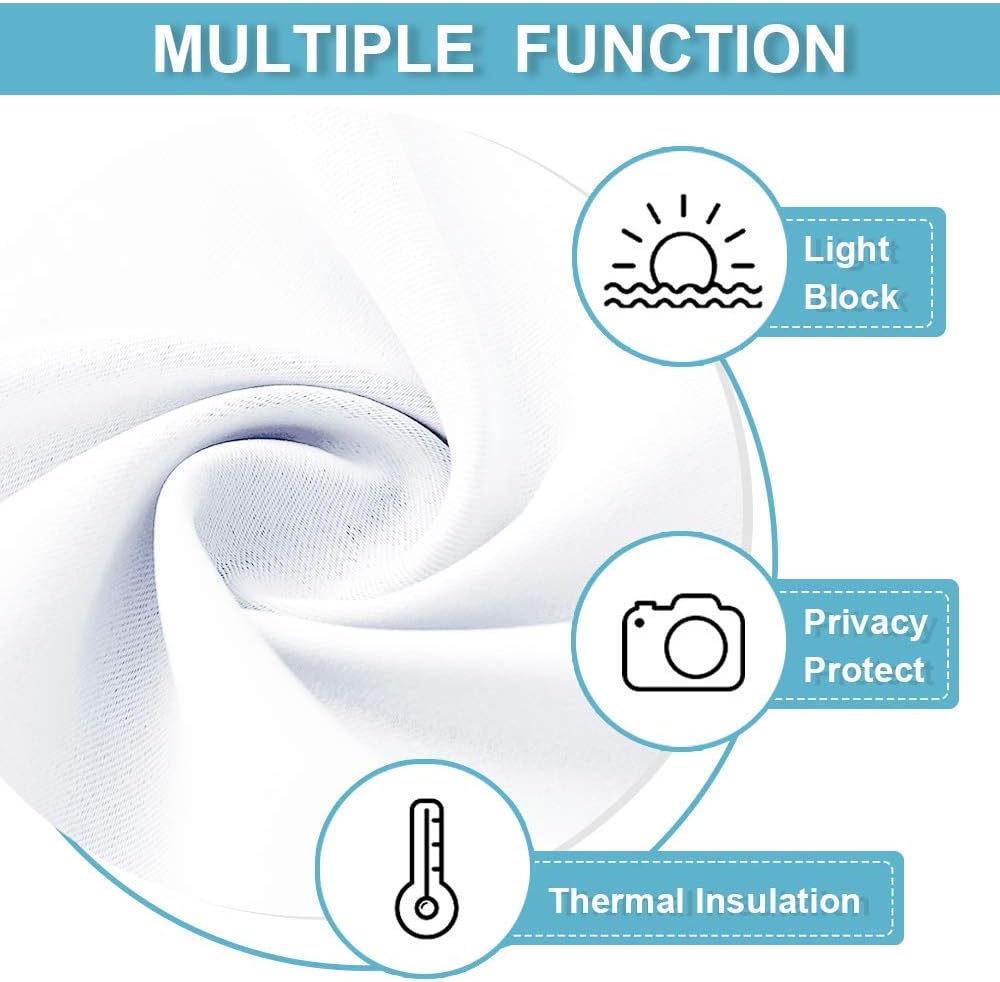 RYB HOME Room Darkening Curtains for Small Winow Lower Portion Decor Energy Saving Drapes for Kitchen Bedroom Bathroom Downstairs Window RV Curtains, W 29 x L 24, Pure White, 2 Panels